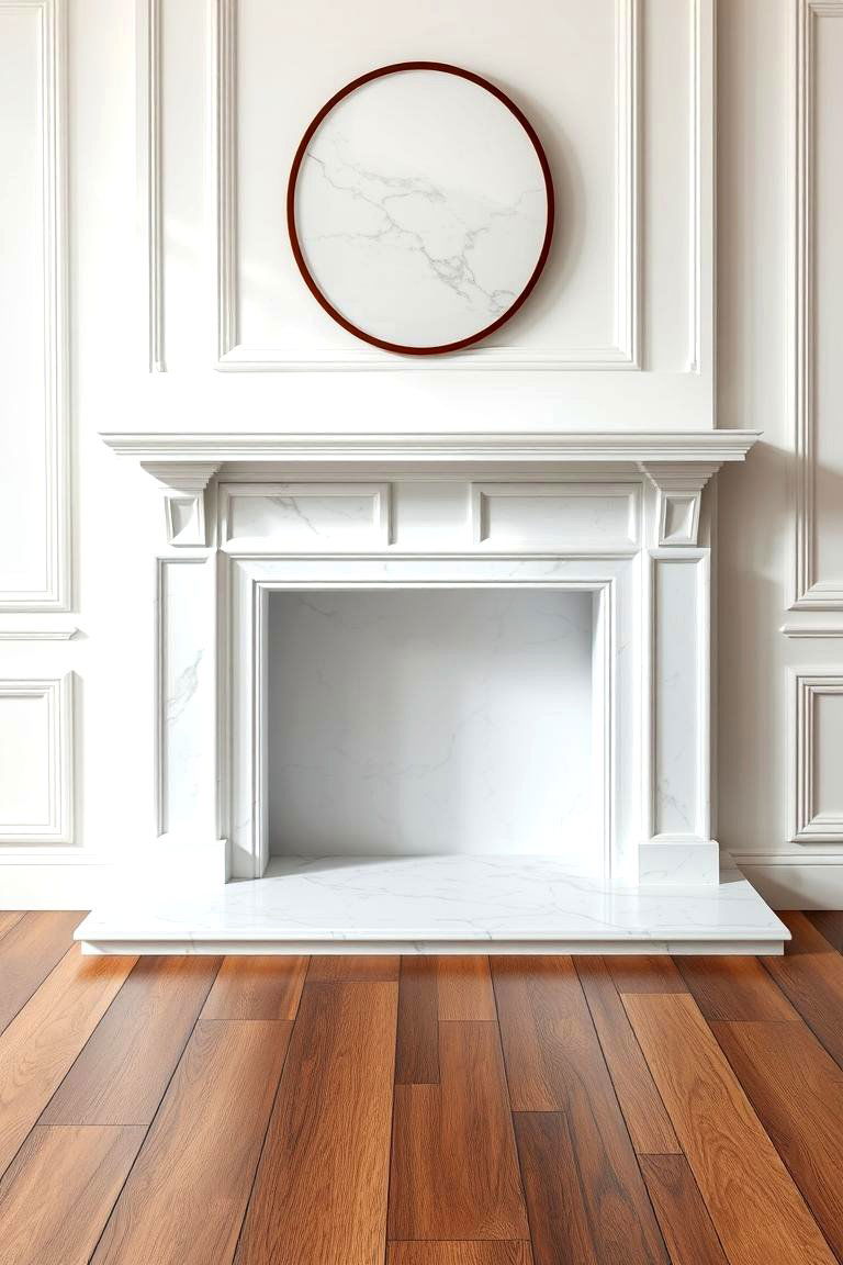 White Marble Hearth for Timeless Sophistication - 25 Fireplace Hearth Ideas