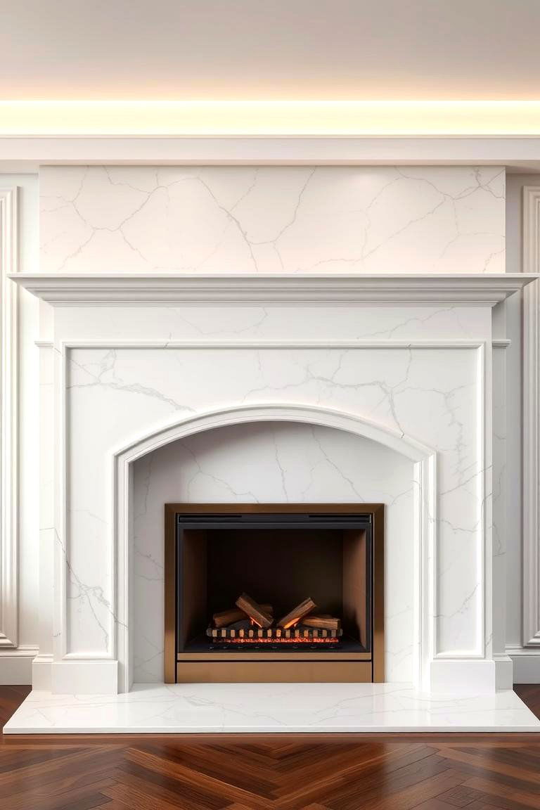 White Marble Tiles for a Luxurious Look - 25 Fireplace Tile Ideas