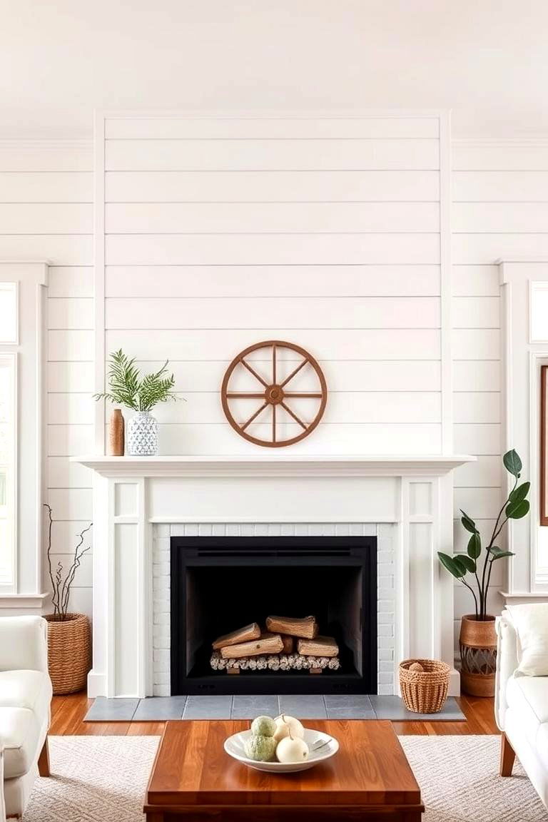 White Shiplap Paneling for a Coastal Vibe - 25 Fireplace Wall Ideas
