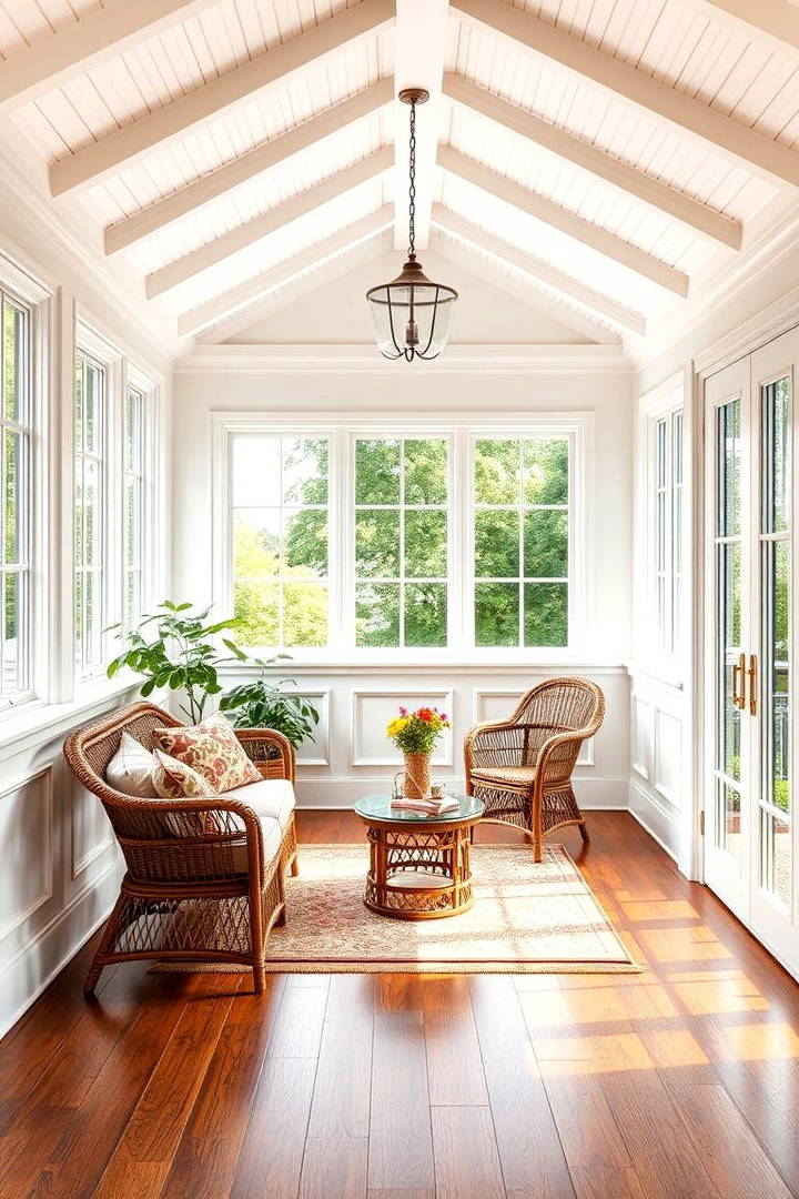 White Wainscoting for an Elegant Touch - 25 Victorian Sunroom Ideas