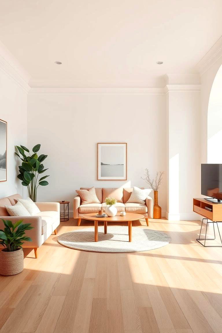 White Walls with Light Oak Floors - 25 Floor and Wall Color Ideas