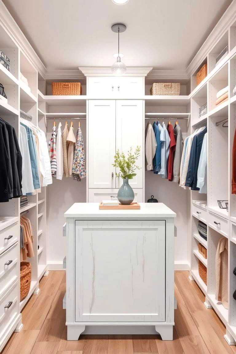 White Washed Closet Island for a Light Bright Look - 25 Closet Island Ideas