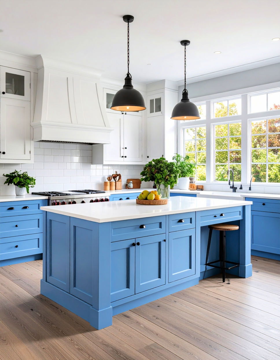 White and Light Blue Two Tone Kitchen Cabinet Ideas