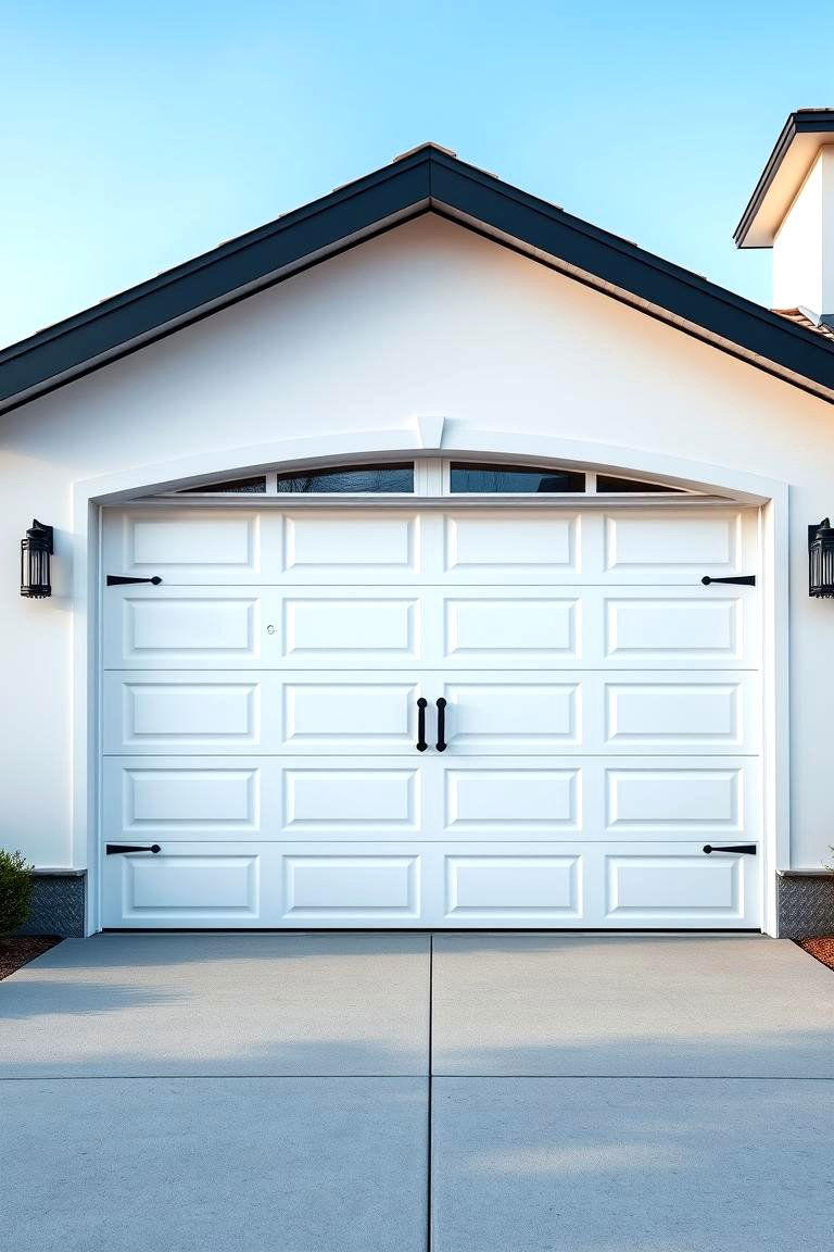 White with Black Accents for a Crisp Modern Look - 25 Garage Door Paint Ideas