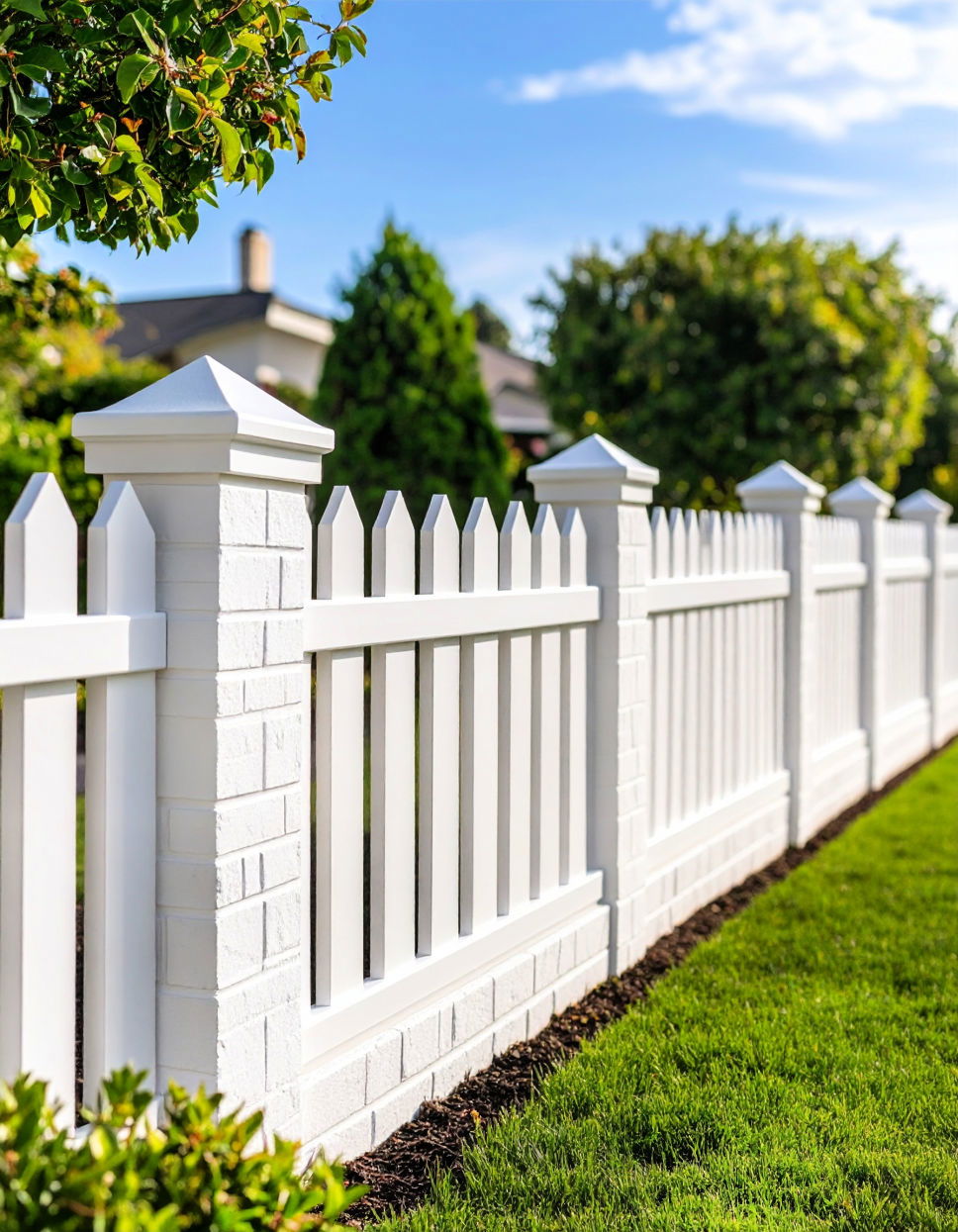 Whitewashed Brick Fence