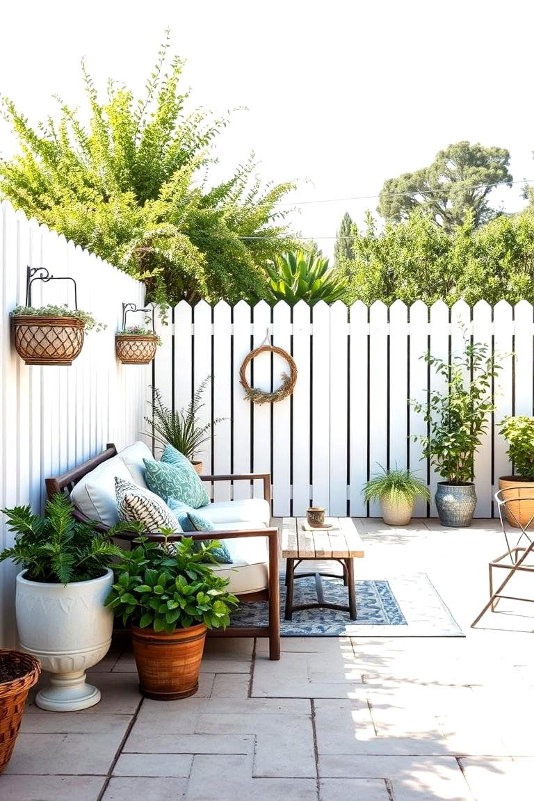 Whitewashed Fence for Timeless Appeal - 25 Farmhouse Patio Ideas