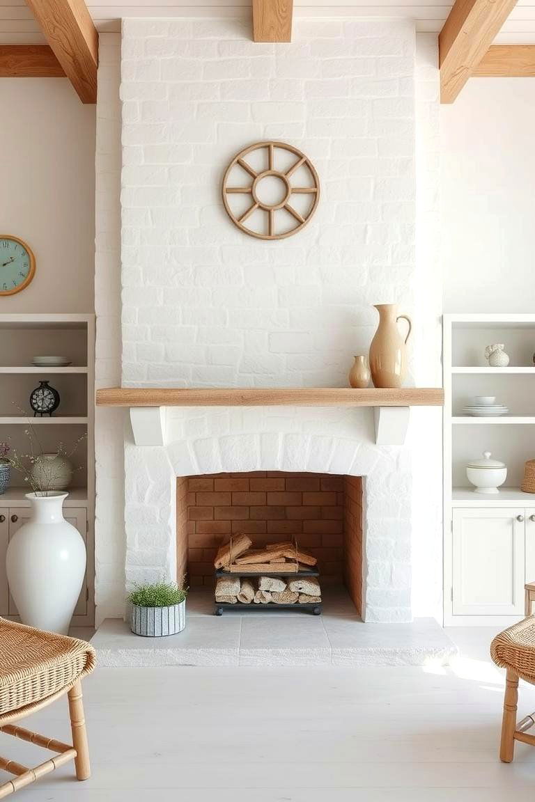 Whitewashed Stone for a Soft Beachy Feel - 25 Floor to Ceiling Stone Fireplace Ideas