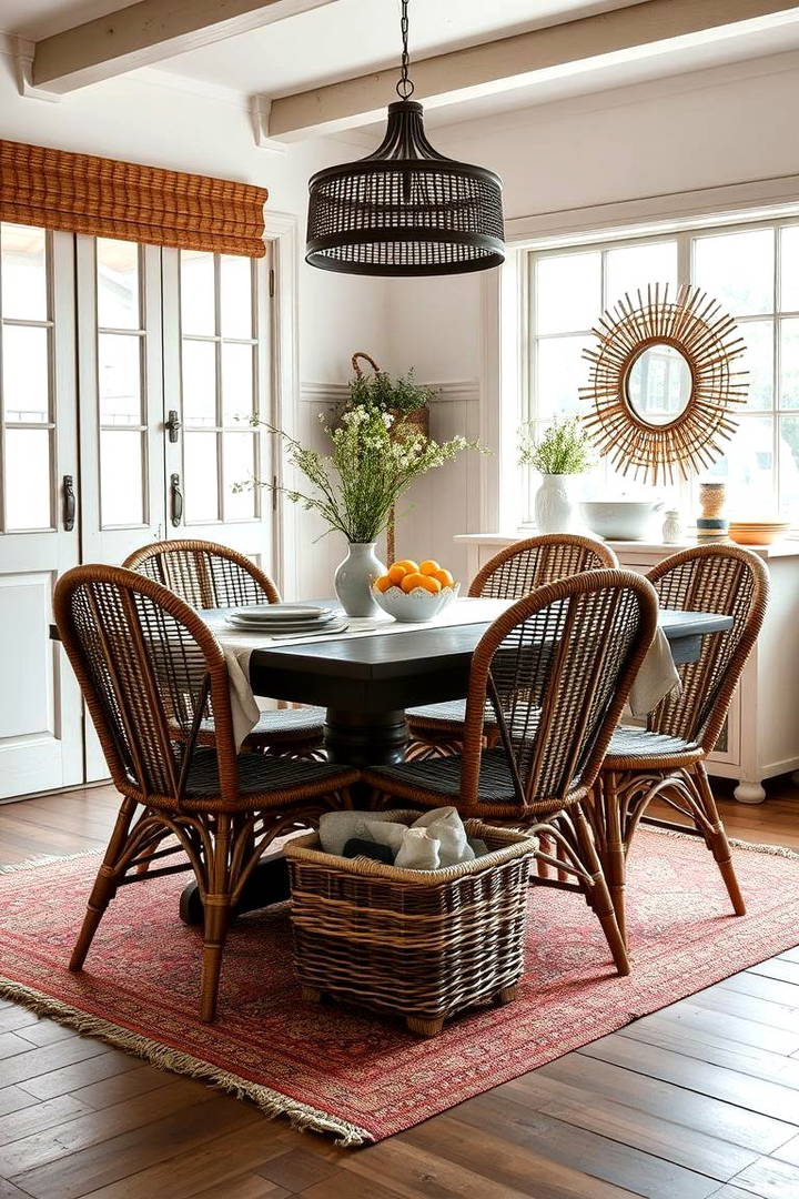 Wicker Accents - 25 Vintage Dining Room Ideas