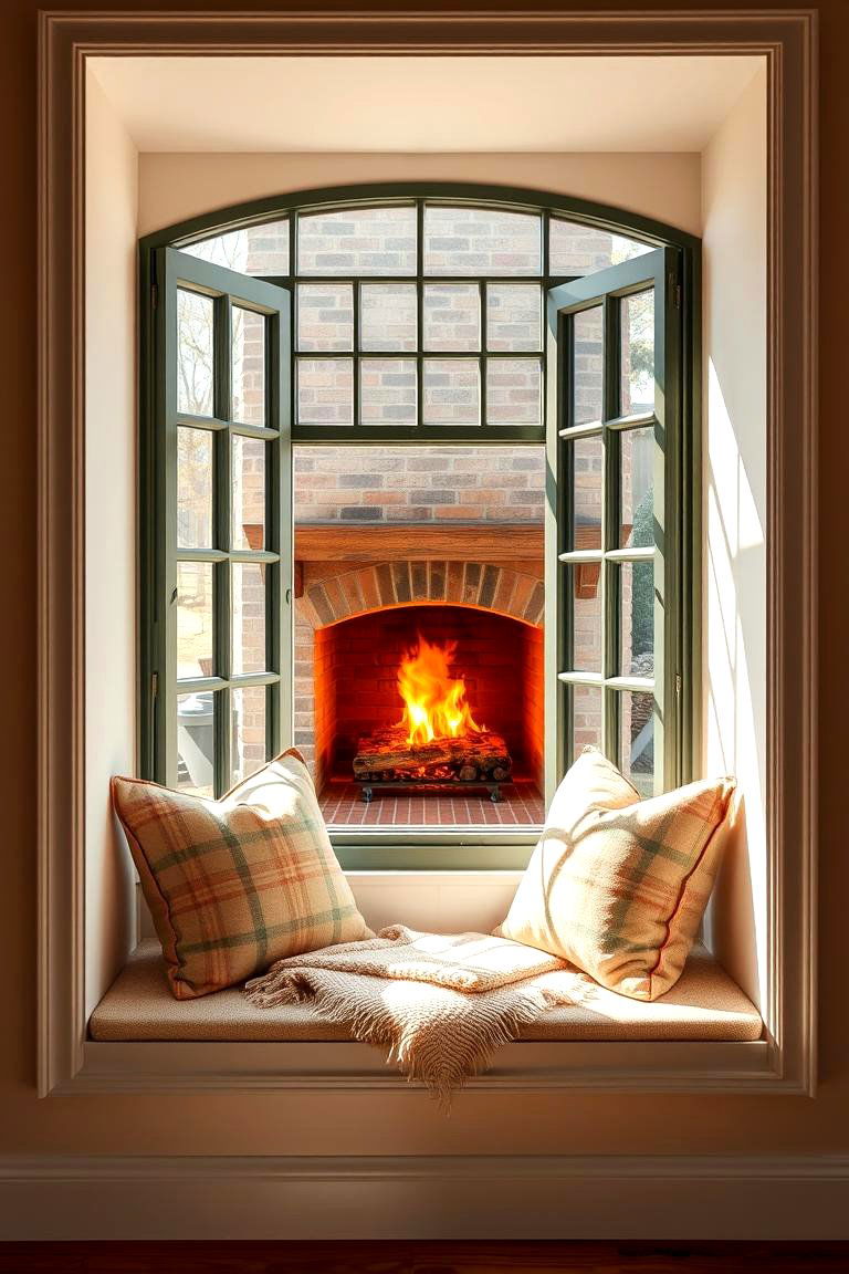 Window Seat with Fire View - 25 Fireplace Seating Ideas