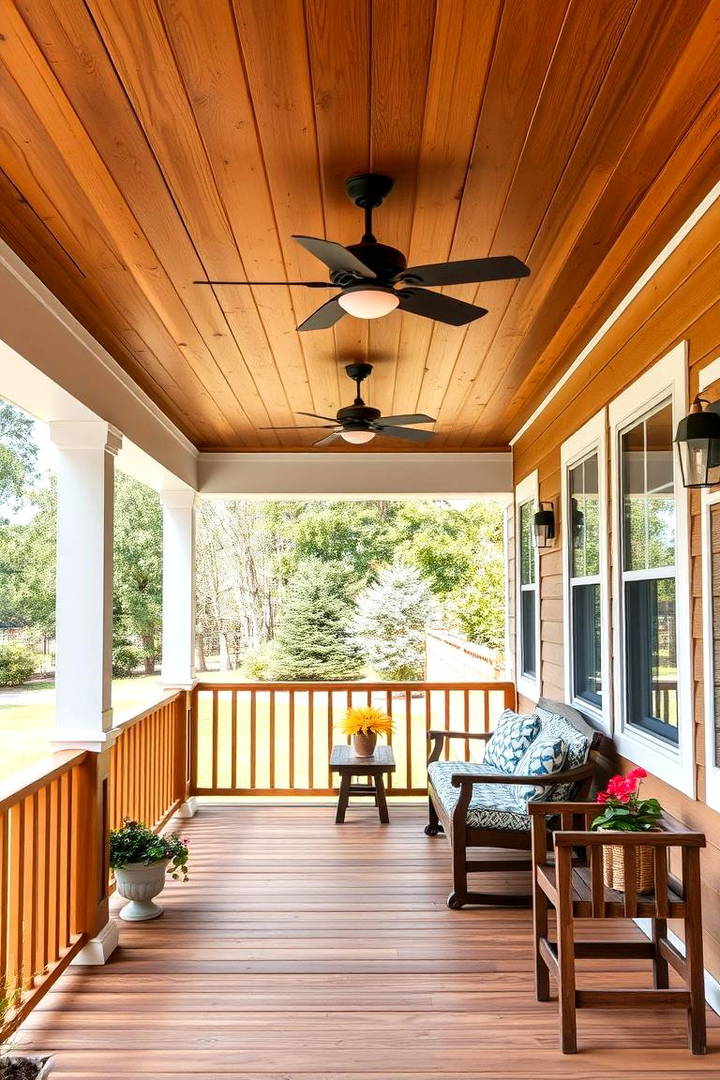 Wood Look Vinyl for Natural Charm - 25 Vinyl Porch Ceiling Ideas