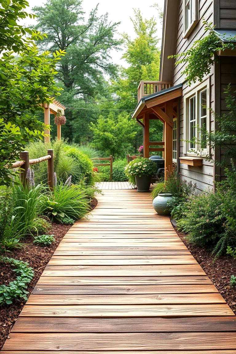 Wood Plank Walkway - 25 Farmhouse Walkway Ideas