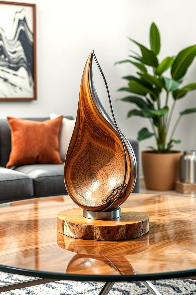 Wood and Metal Sculptural Pieces - 25 Coffee Table Centerpiece Ideas