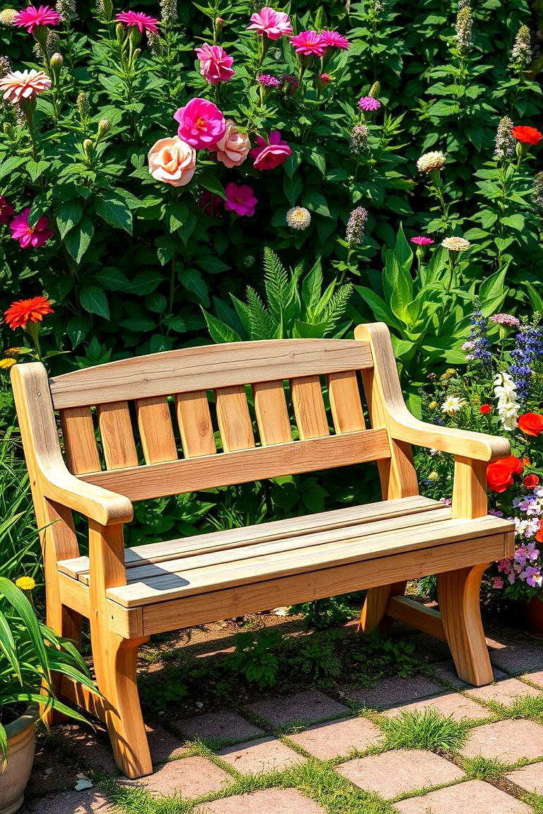 Wooden Bench for Classic Charm - 25 Garden Bench Ideas