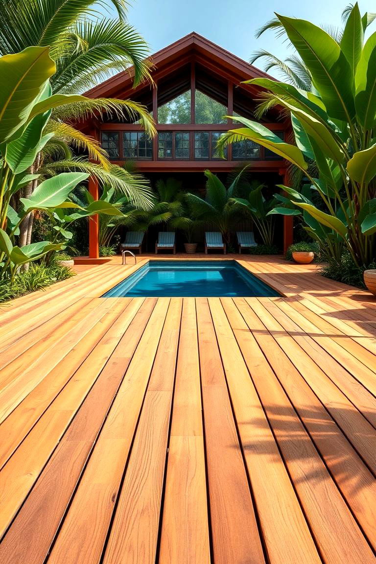 Wooden Decking for a Warm Inviting Feel - 25 Pool Walkway Ideas