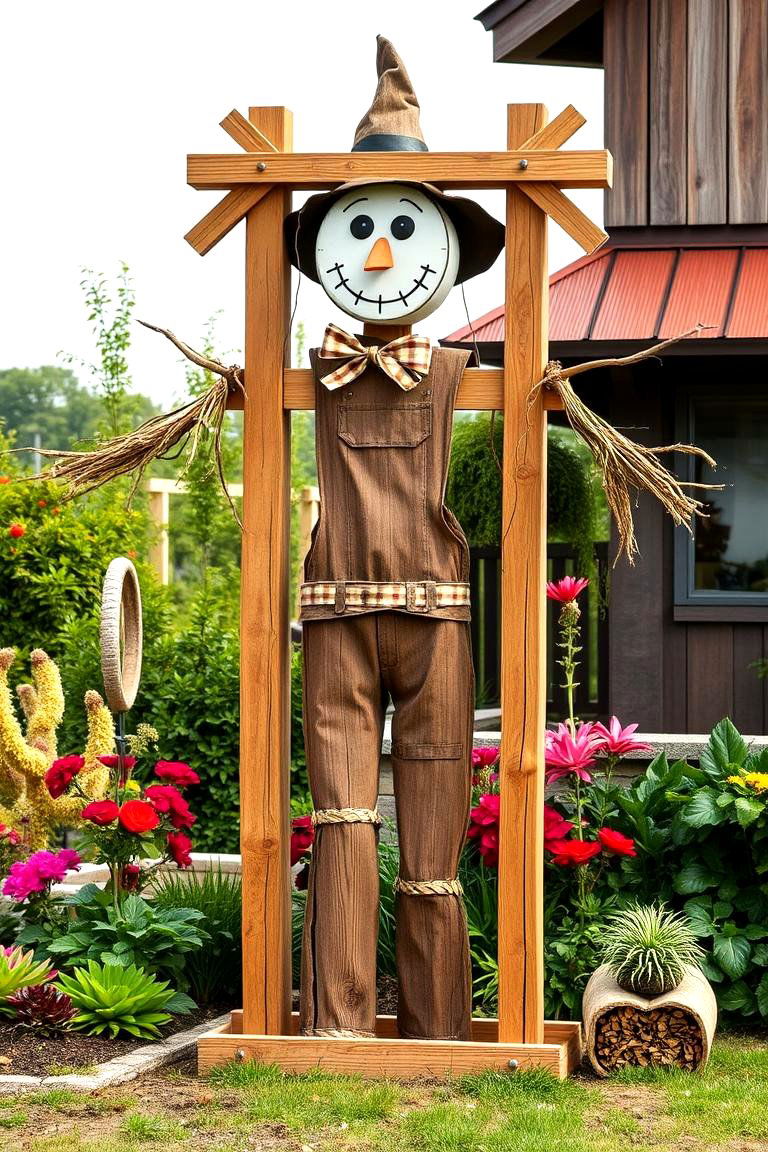 Wooden Frame Scarecrow - 25 Garden Scarecrow Ideas