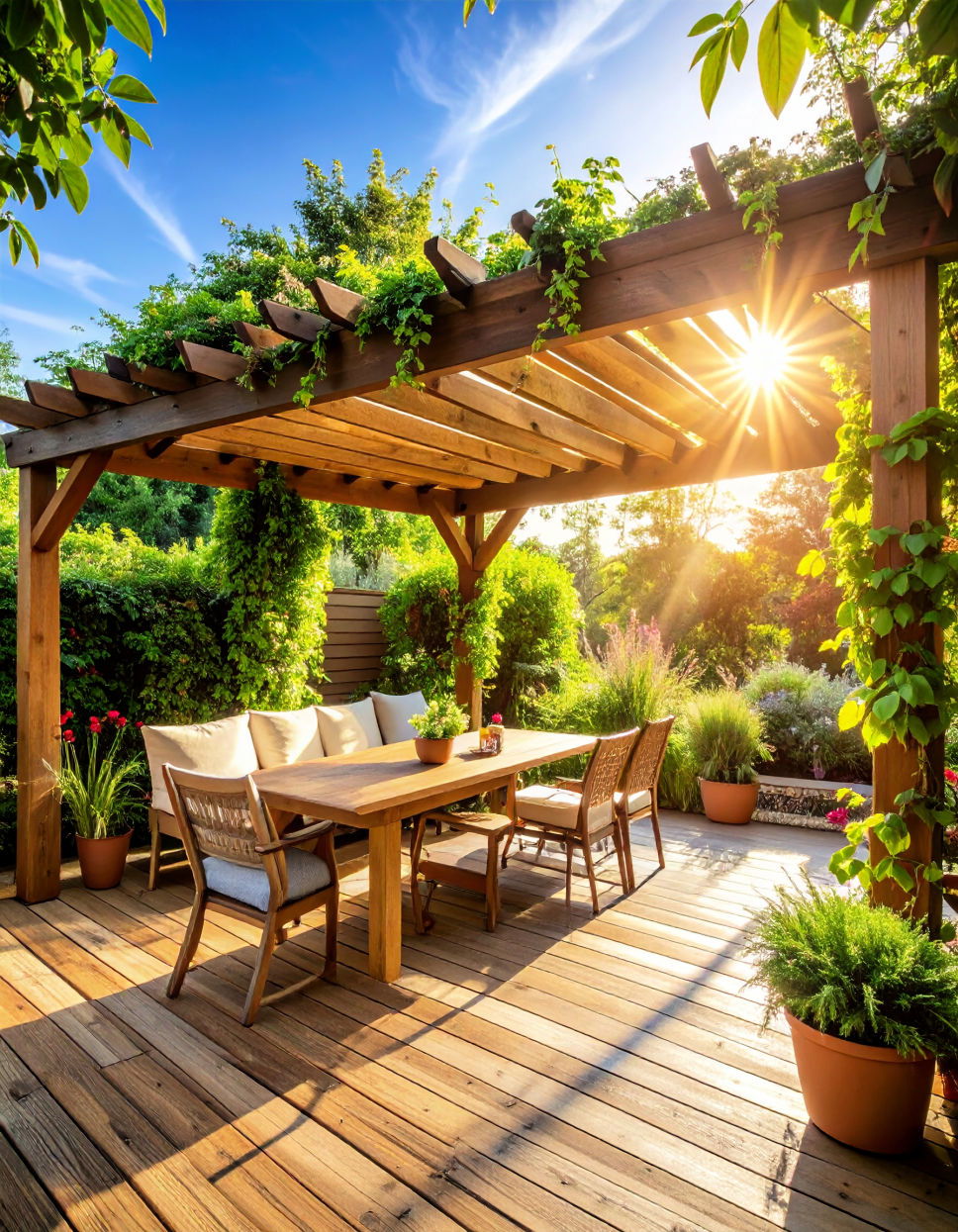 Wooden Pergola Awning for Rustic Charm