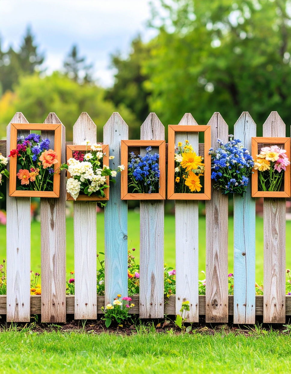 Wooden Picture Frames Fence Art With Natural Elements