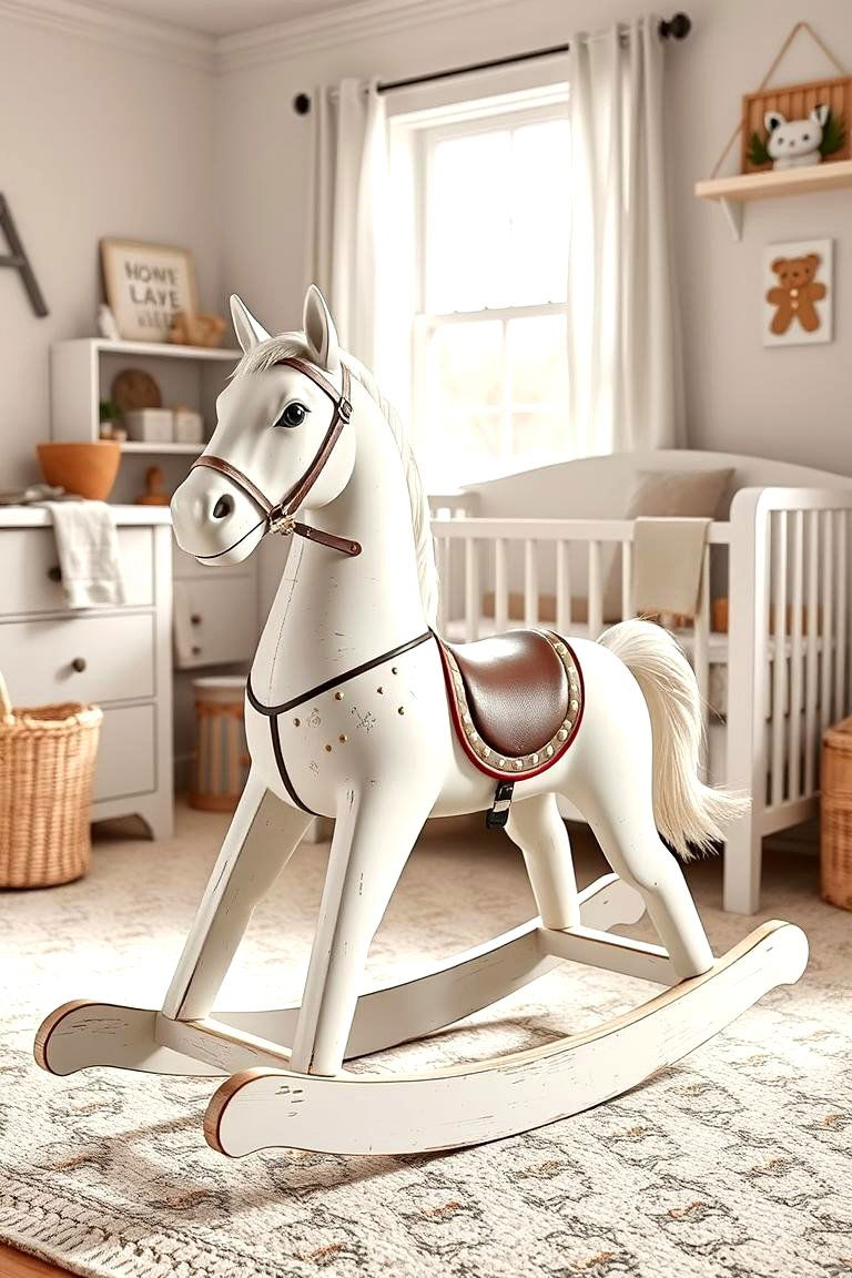 Wooden Rocking Horse for Fun and Decor - 25 Farmhouse Nursery Ideas