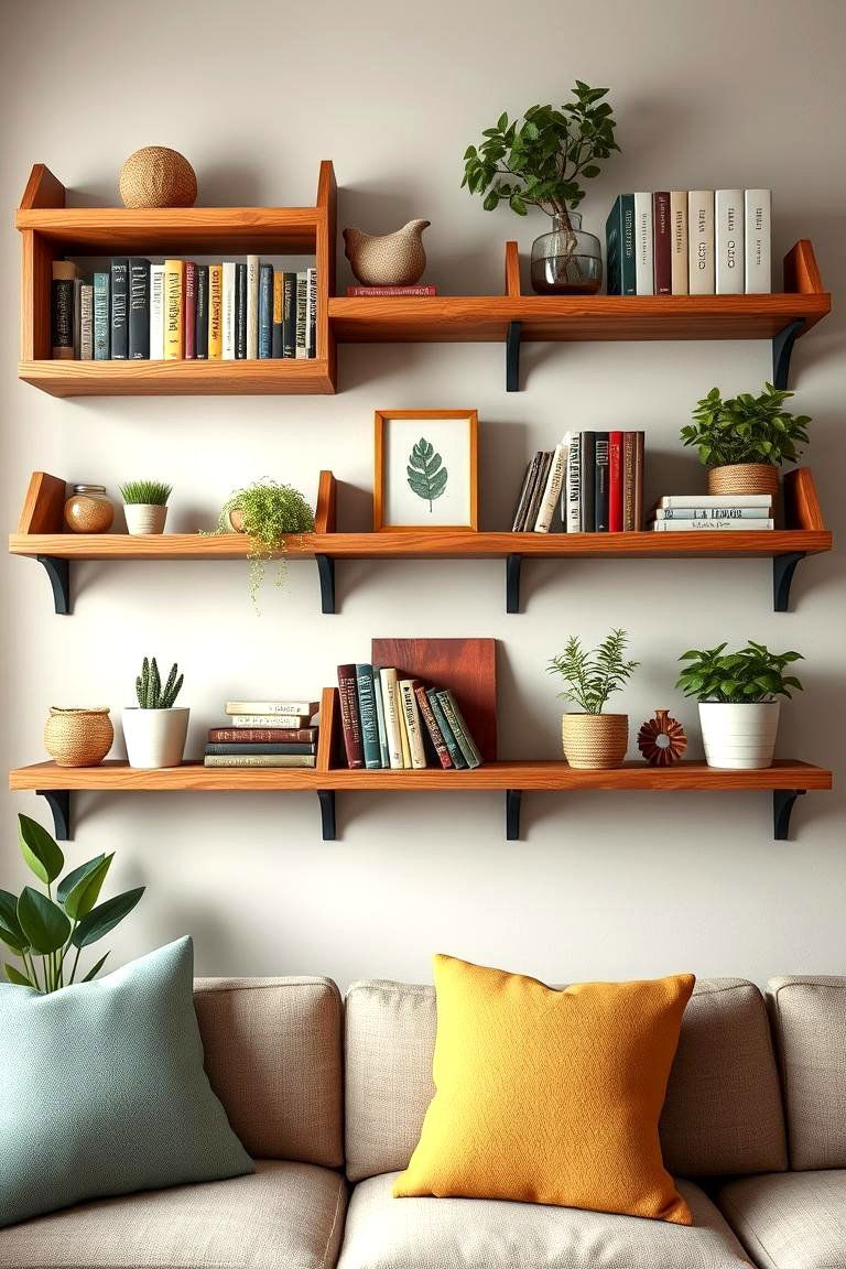 Wooden Wall Shelves - 25 Farmhouse Wall Decor Ideas