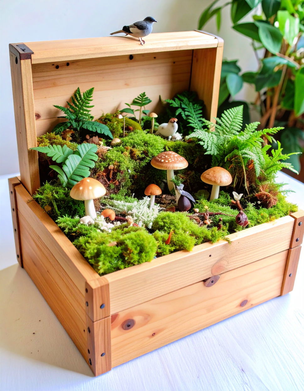 Woodland Fairy Garden in a Wooden Box