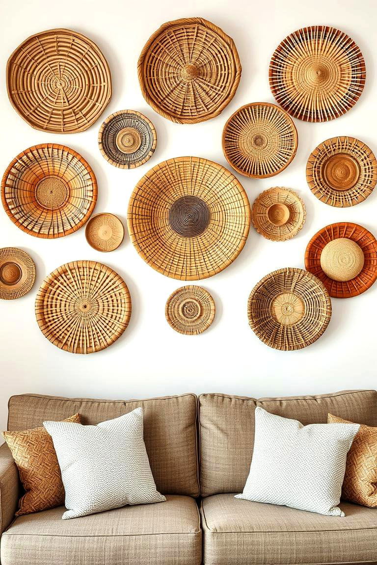 Woven Basket Wall Art - 25 Farmhouse Wall Decor Ideas