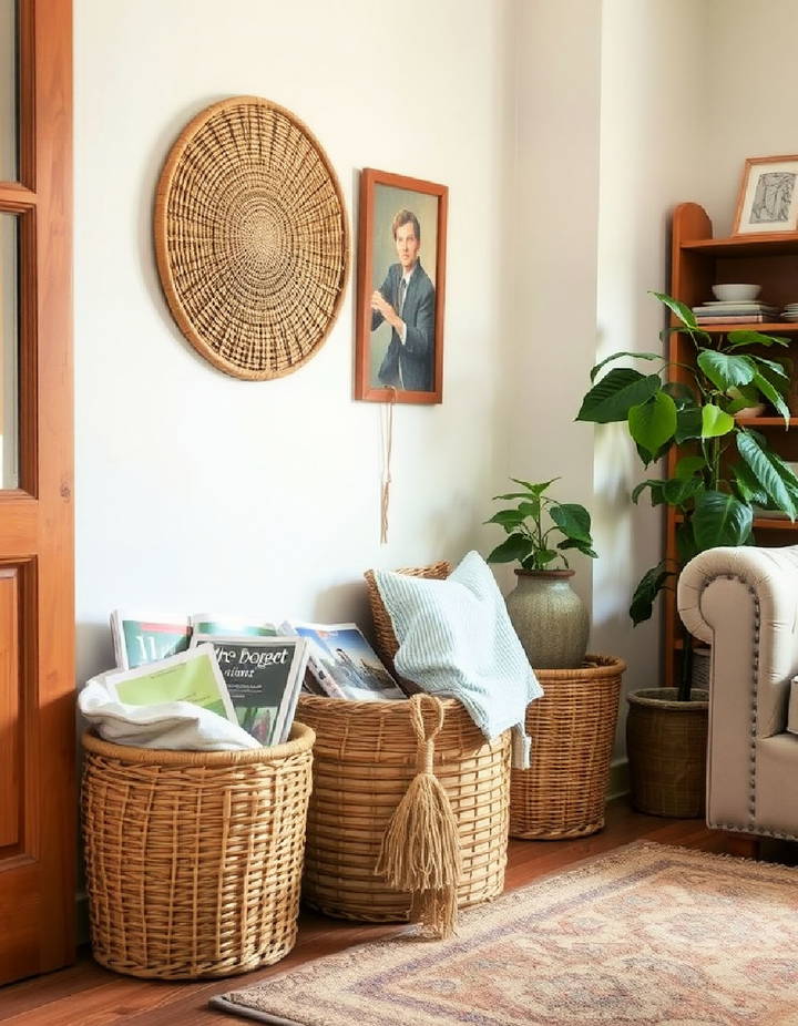 Woven Baskets Vintage Living Room Ideas