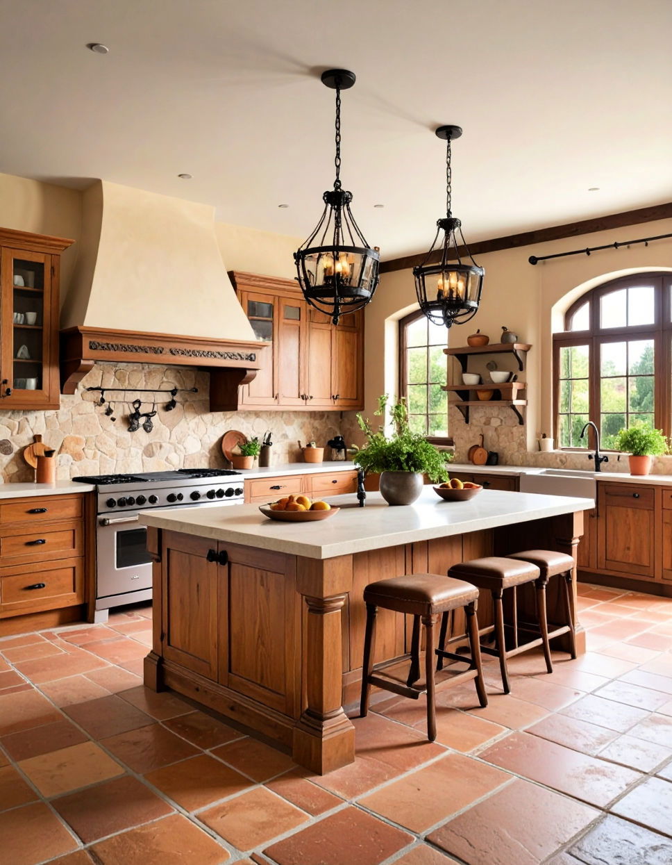 Wrought Iron Accents for a Mediterranean Feel Tuscan Kitchen Design Ideas