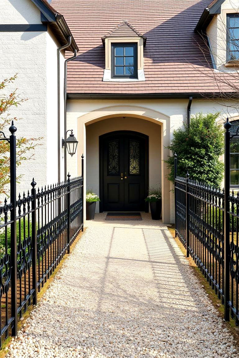 Wrought Iron Edged Walkway - 25 Farmhouse Walkway Ideas