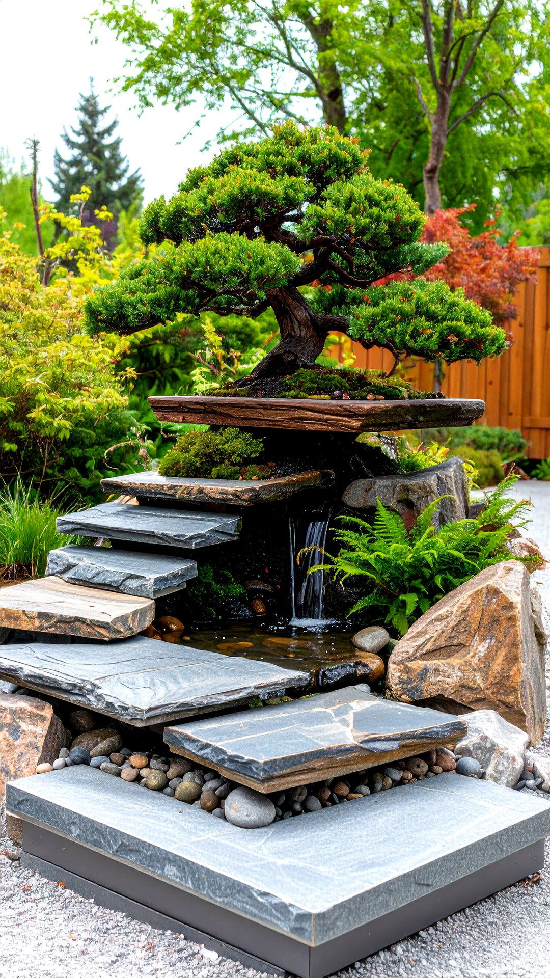 A Cascading Waterfall Stand Showcases Trailing Styles - 25 bonsai garden ideas