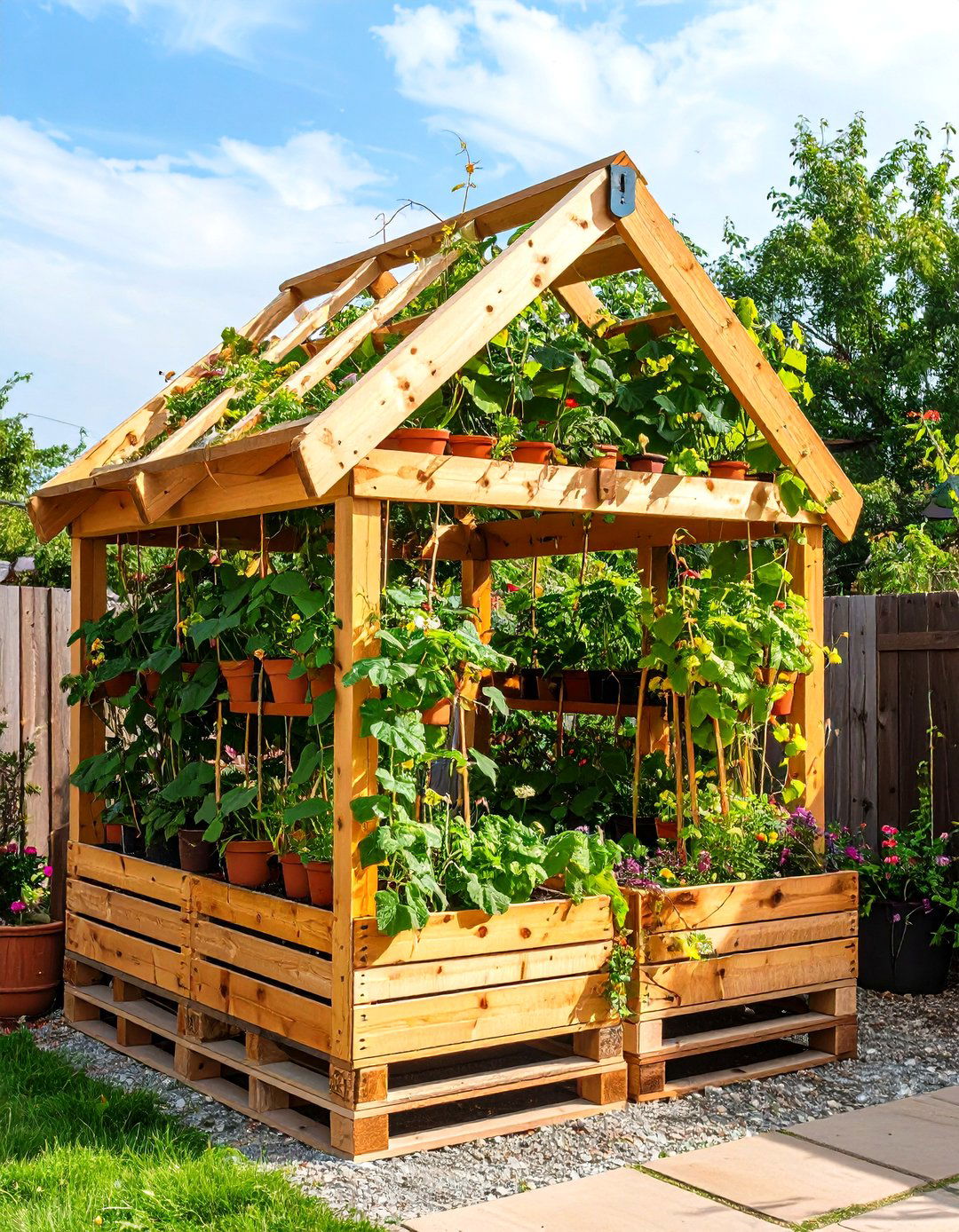 A Frame Pallet Trellis for Vines - 25 pallet garden ideas