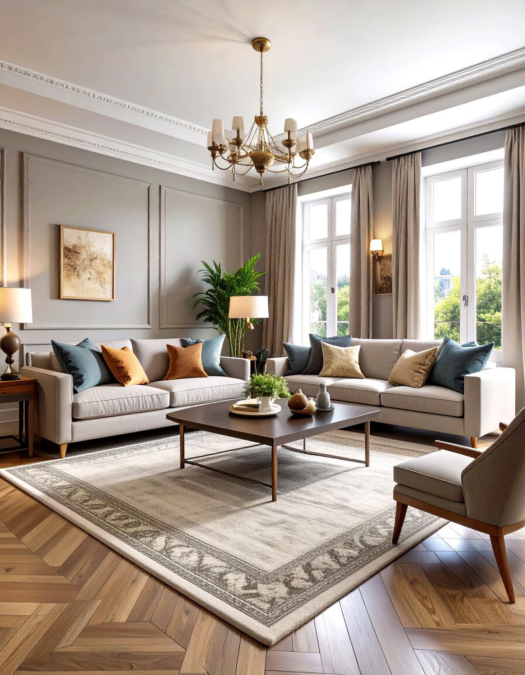 A Soft Greige Palette Keeps Daylight Gentle - 25 parisian-style living room ideas