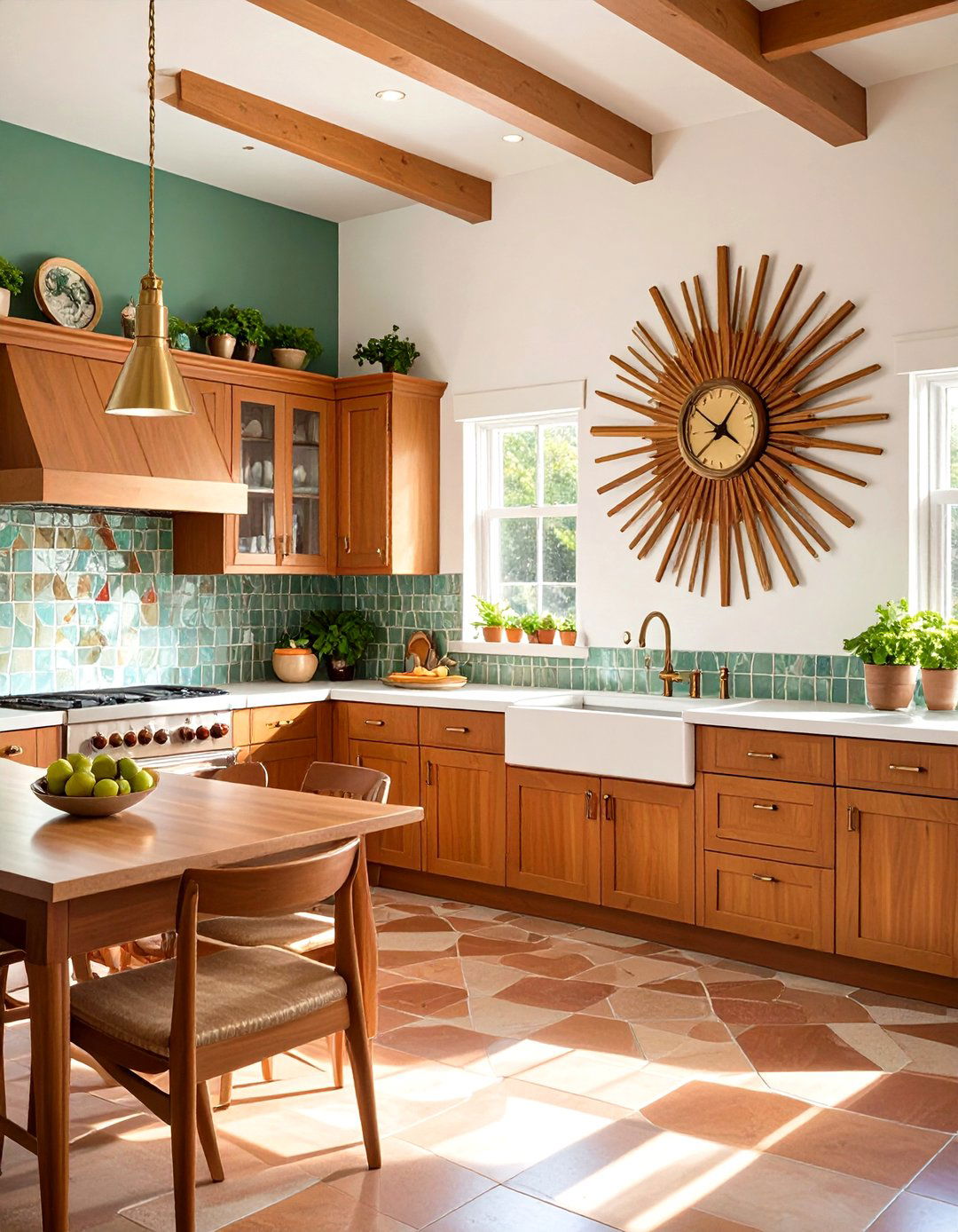 A Starburst Clock Becomes the Focal Point of a s Kitchen Wall - 25 70s kitchen ideas