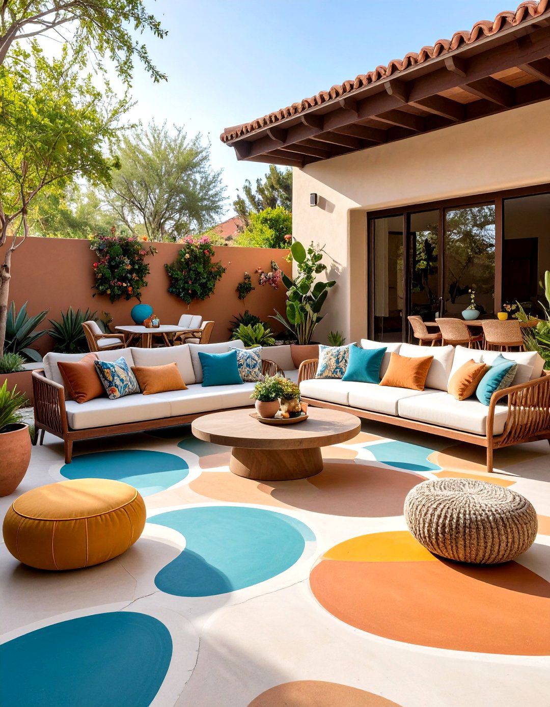 Abstract Mural Painted Concrete Patio - 25 painted concrete patio ideas