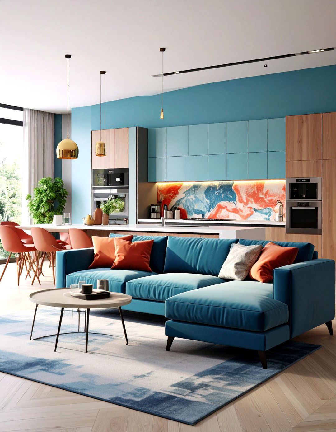 Accent Wall Behind the Sofa - 25 open kitchen living room ideas