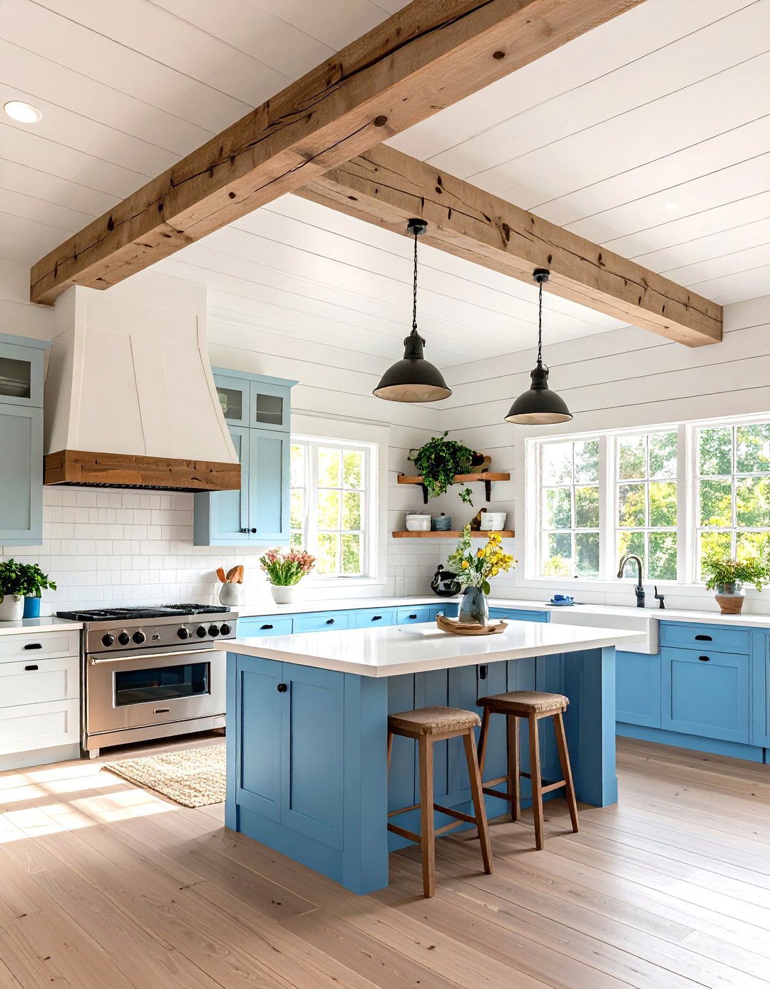 Accent the Ceiling With Shiplap or Exposed Beams - 25 cozy kitchen ideas