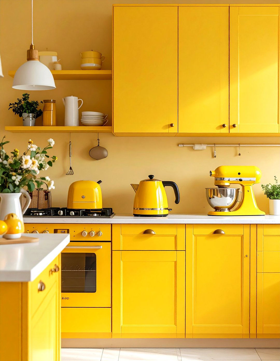 Accessorize with Small Butter Tinted Appliances - 25 pale yellow kitchen ideas