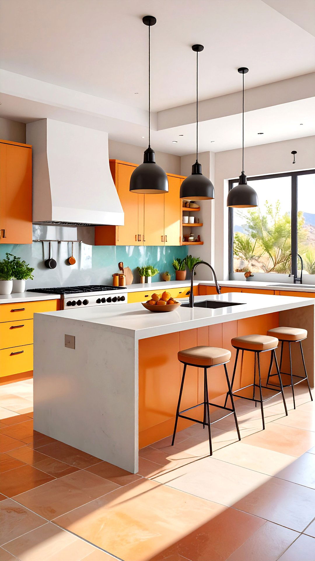 Acid Stained Concrete Countertop in Desert Tones - 25 concrete countertop ideas