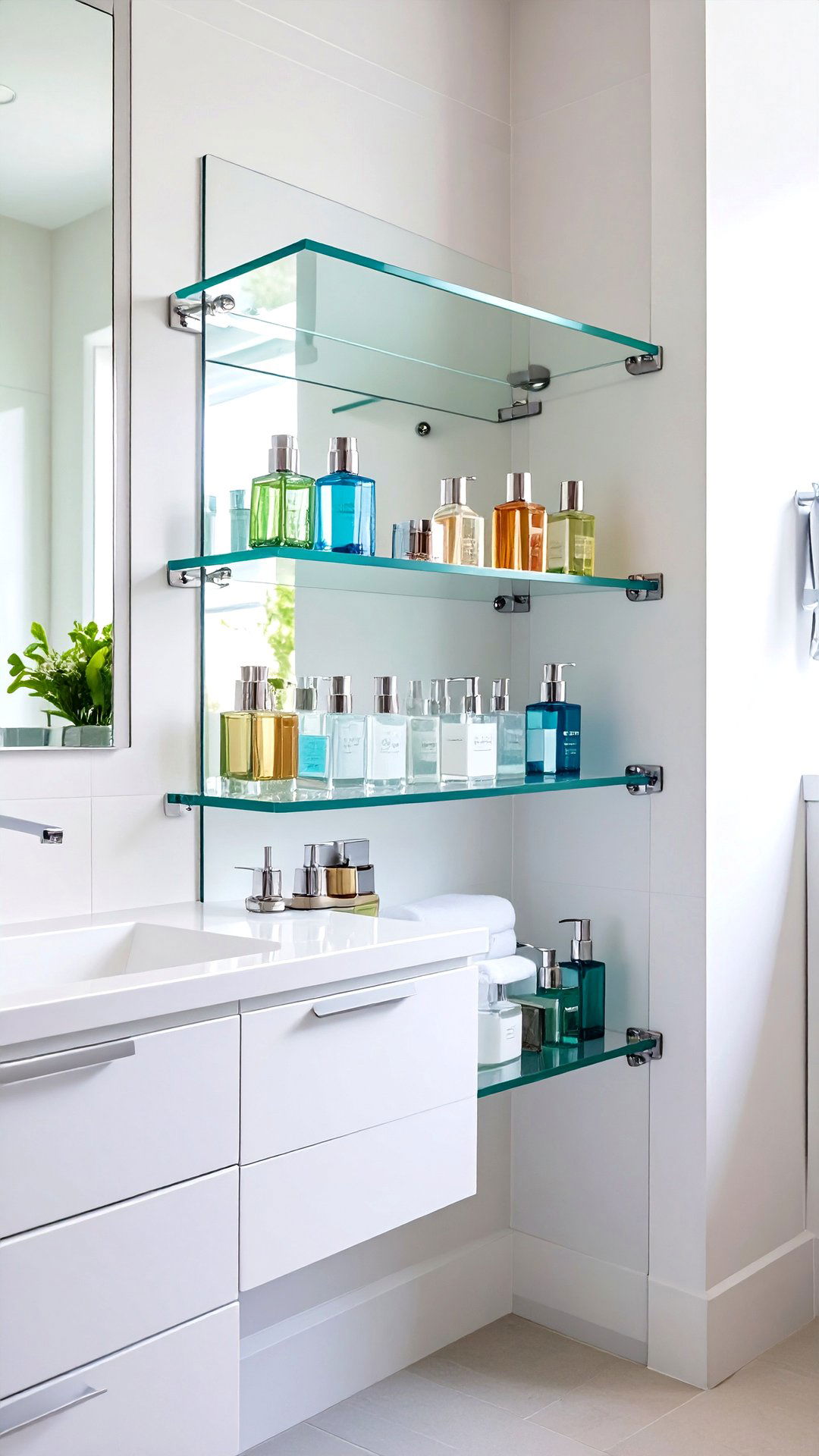 Acrylic Minimalist Corner Shelf for Invisible Storage - 25 corner shelf ideas