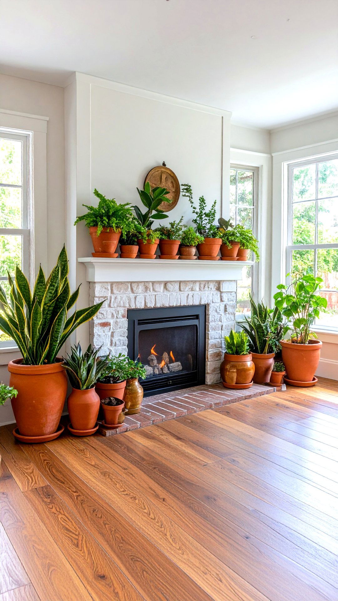 Add Terra Cotta and Brass Planters to Your Boho Living Room - 25 colorful boho living room ideas