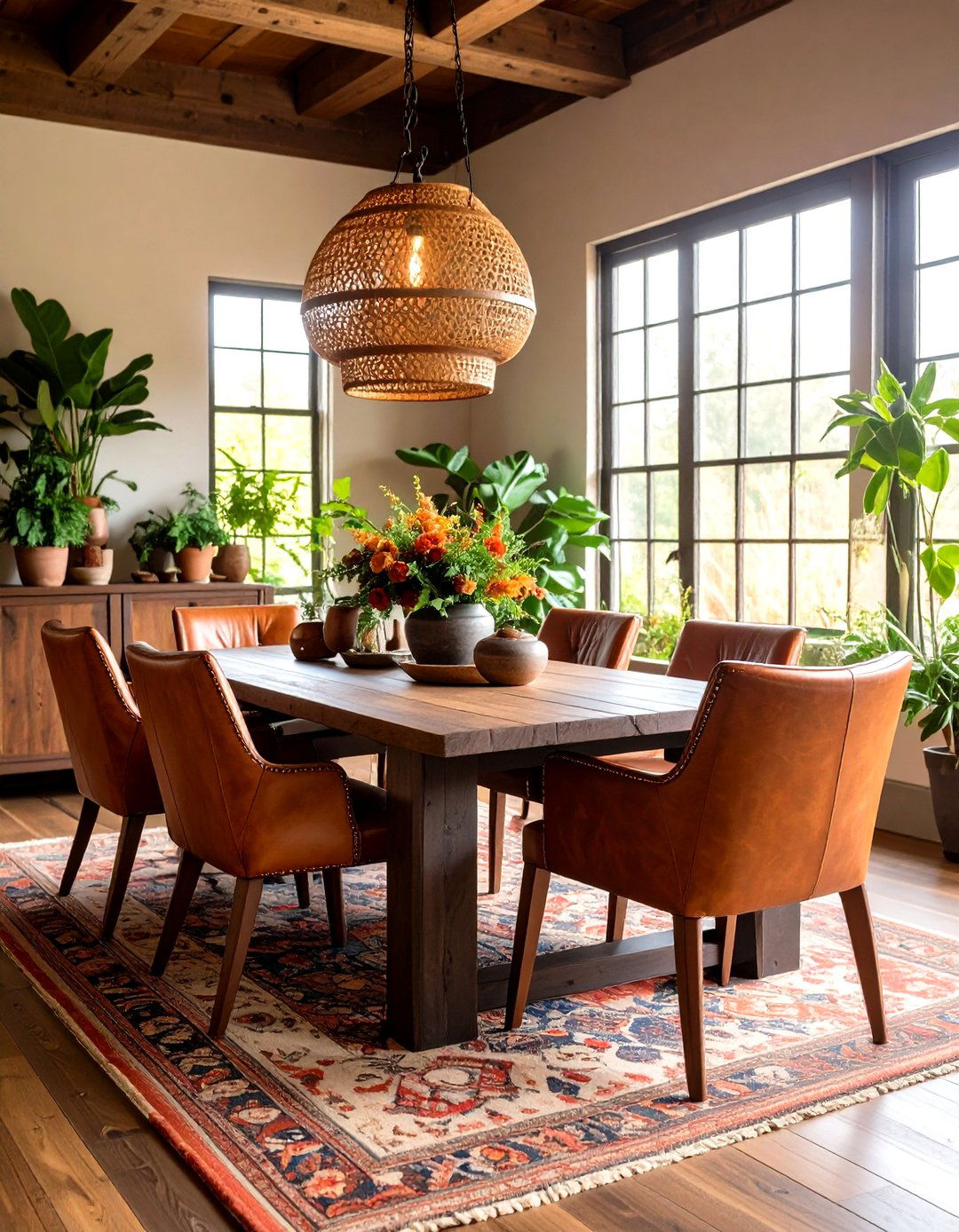 Add Warm Dining Seating Accents in an Open Floor Plan - 25 open floor plan ideas