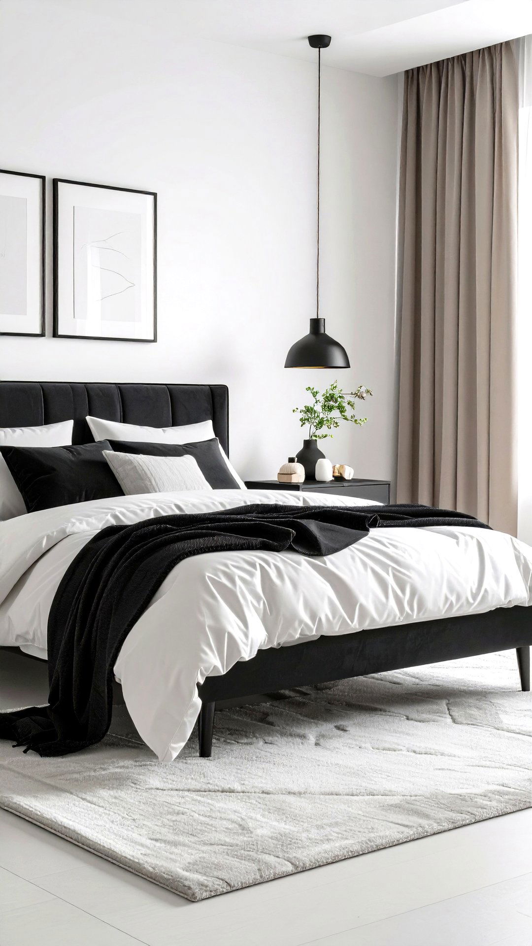 Add a Sharp Black Accent - 25 minimalist bedroom ideas