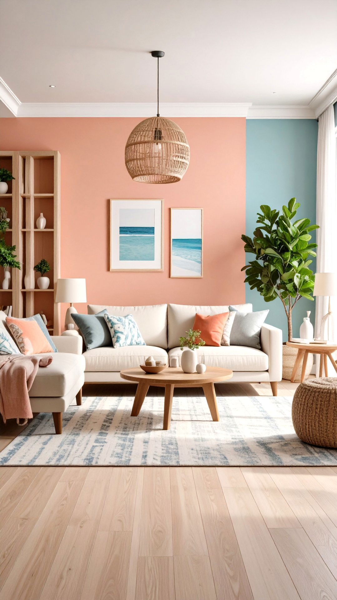 Add a Whisper of Patterned Wallpaper - 25 coastal living room ideas