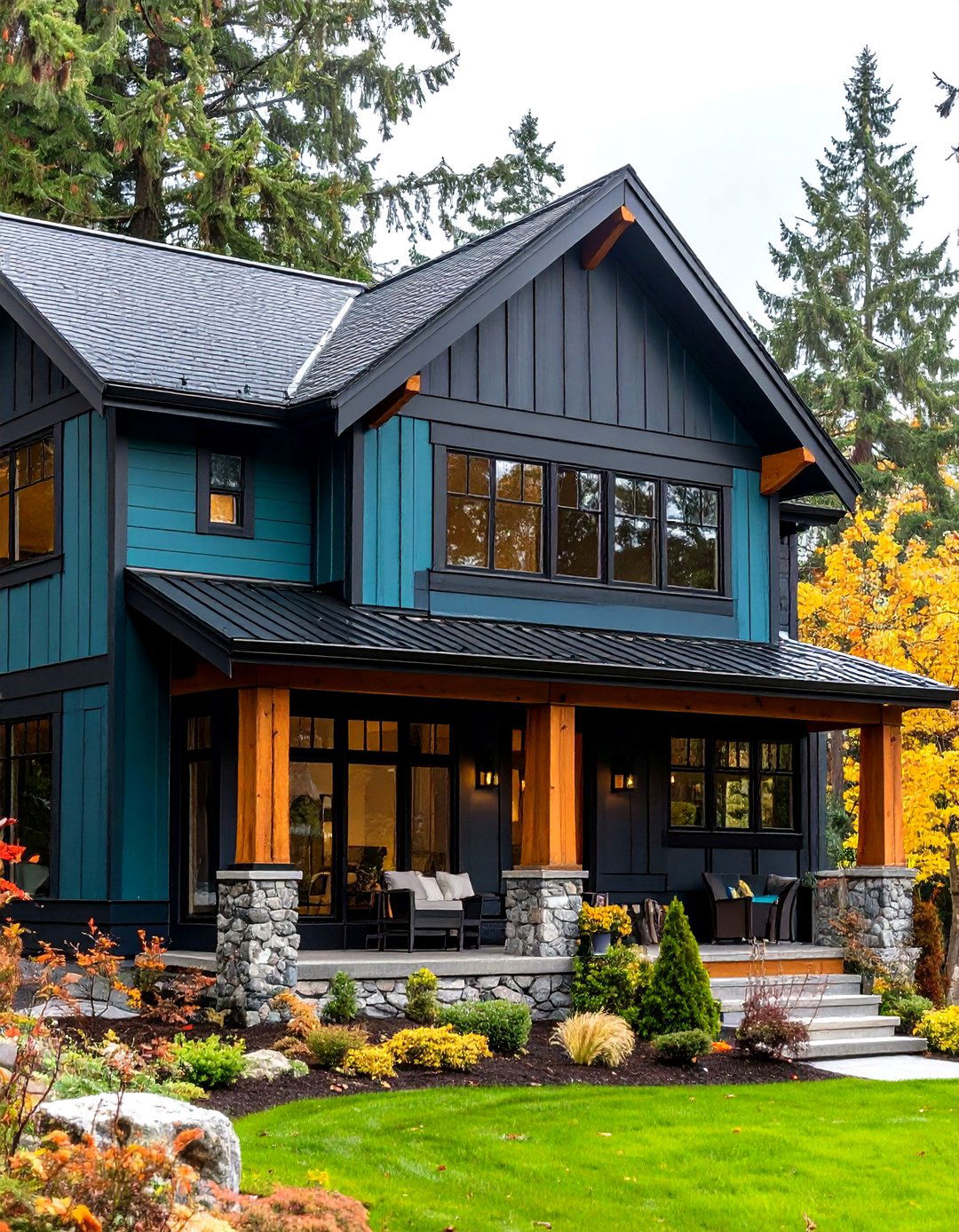 Aegean Teal Muted Teal Paint Color for Modern Warmth - 25 paint colors for a modern black house with cedar accents