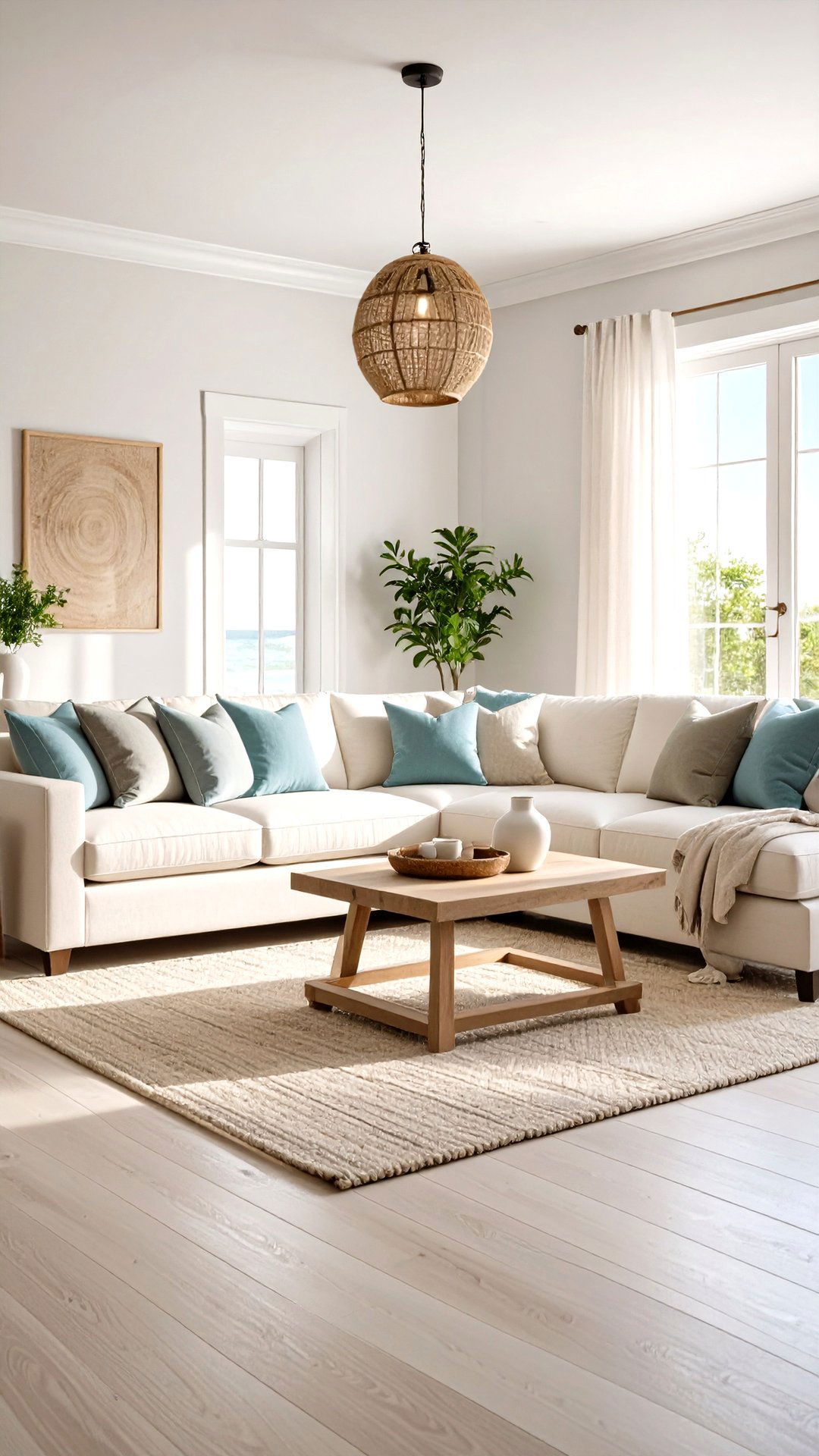 Airy Whites Anchor the Scene - 25 coastal living room ideas