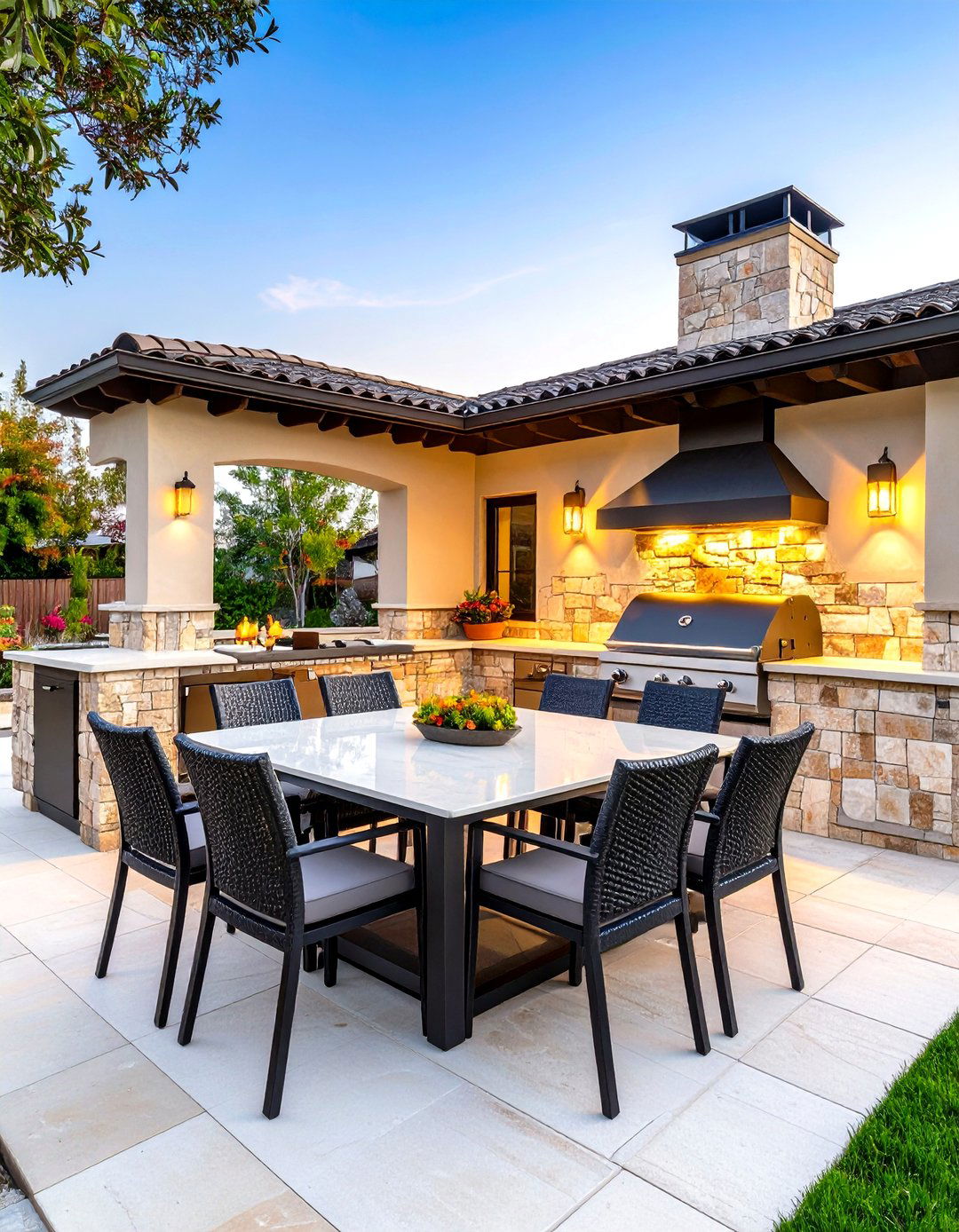 Al Fresco Dining Lanai with Built In Grill - 25 lanai porch & patio designs