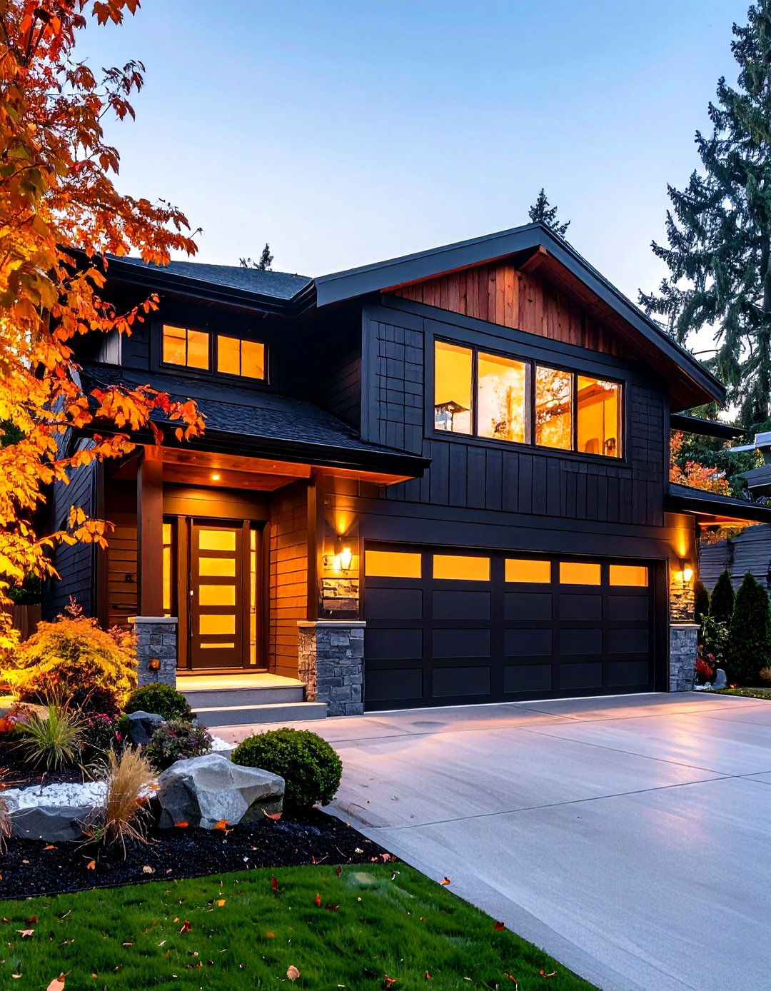 All Black Exterior Garage Makes a Modern Statement - 25 black garage ideas