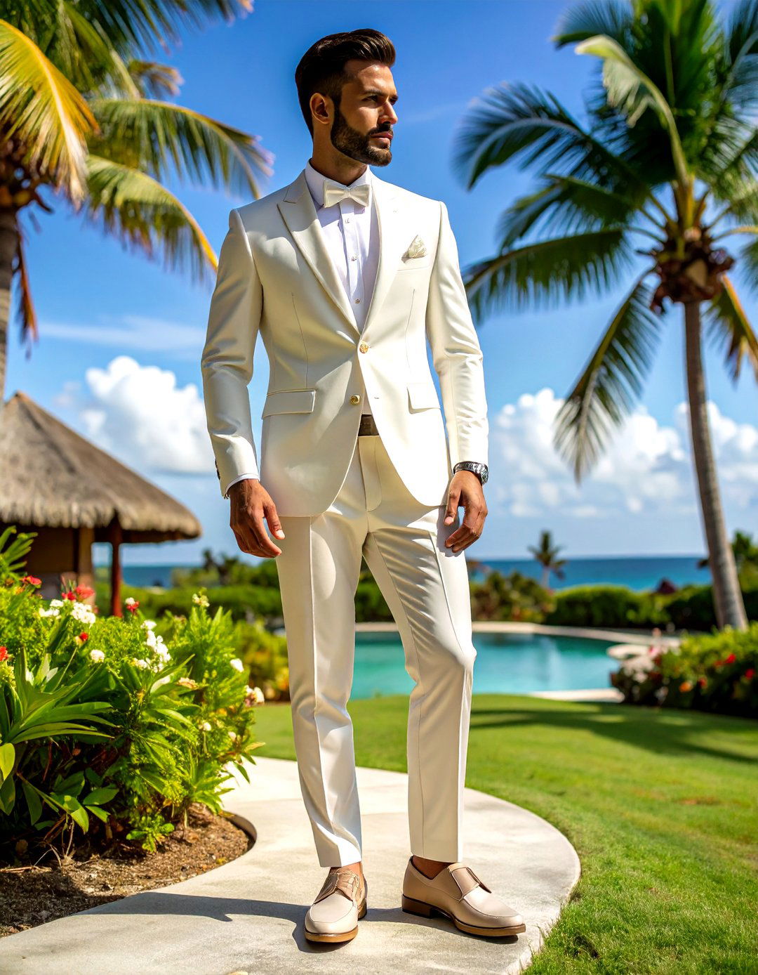 All White Suit and Loafer Mens Wedding Outfit - 25 men's wedding outfit ideas