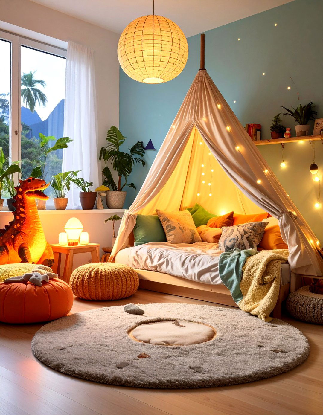 Ambient Dino Soundtrack for Bedtime Calm - 25 dinosaur-themed kids' room ideas
