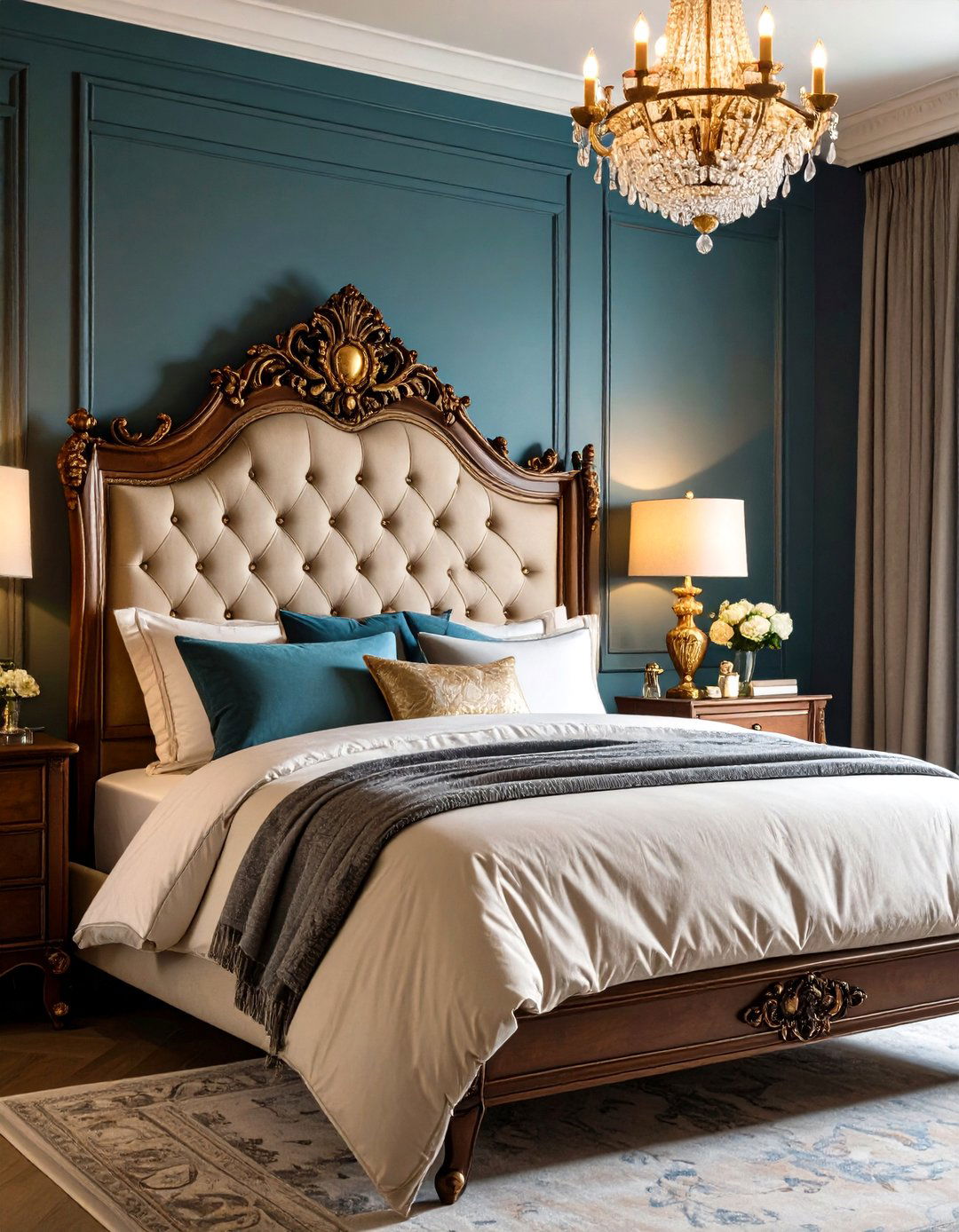 An Ornate Headboard as Centerpiece - 25 parisian themed bedroom ideas