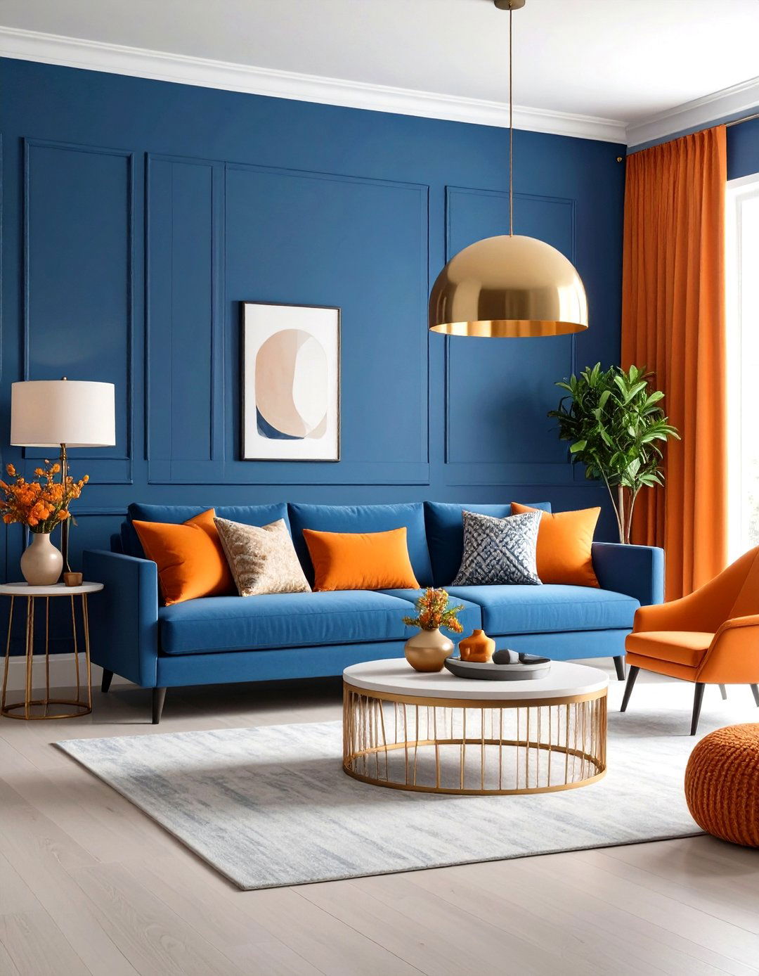 Anchor With a Complementary Color Wheel Base - 25 orange and blue living room ideas
